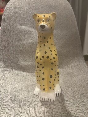Yellow Spotted Ceramic Cheetah Vase
